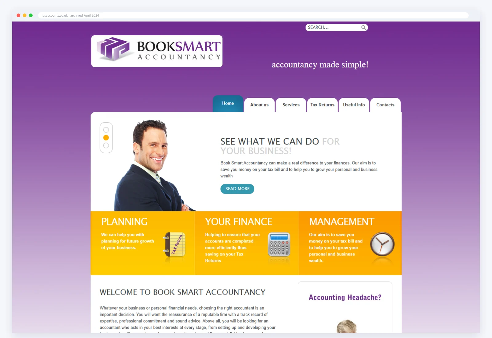 The previous Book Smart Accountancy homepage, archived in April 2024