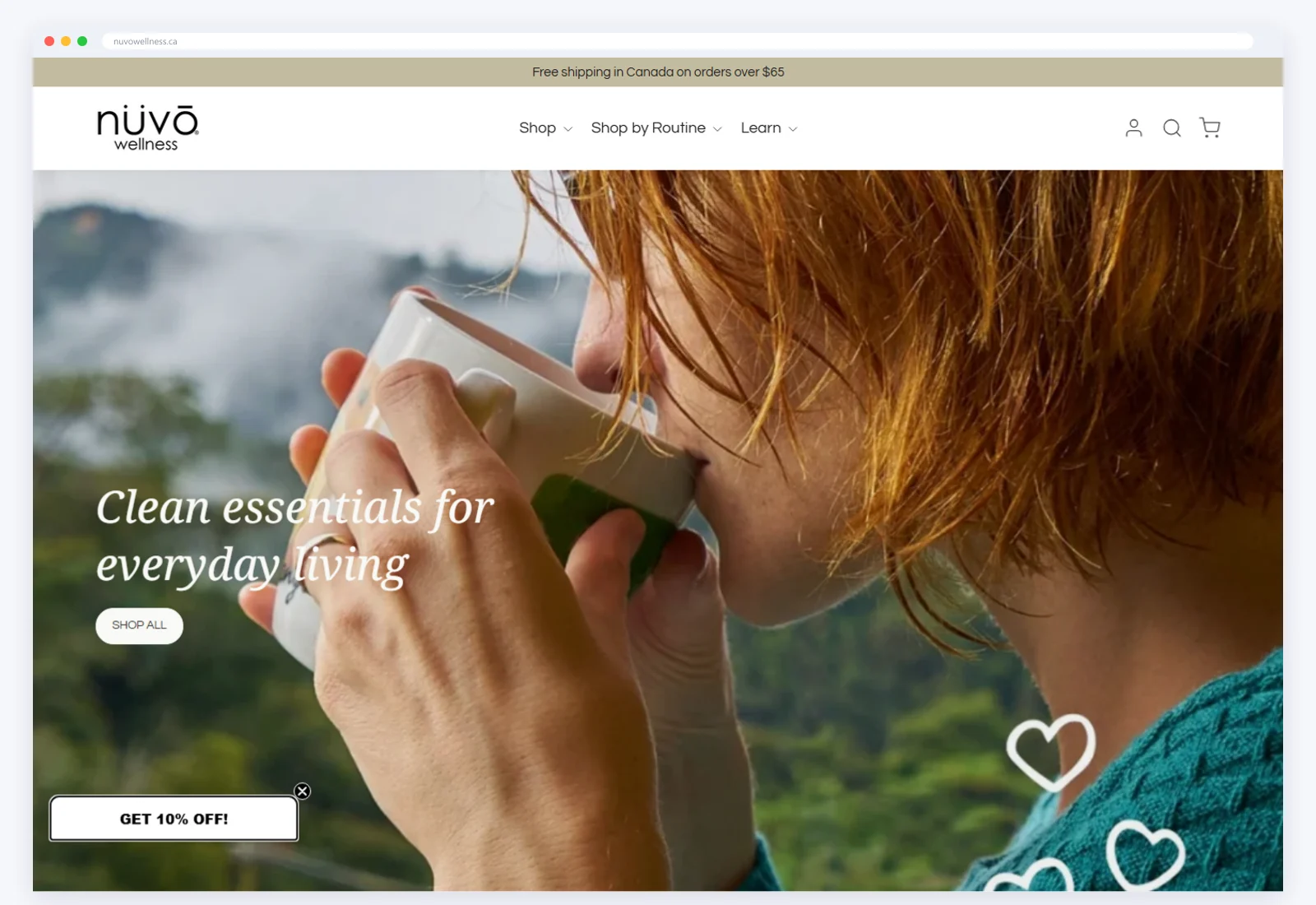 The live redesigned Nuvo Wellness Shopify store