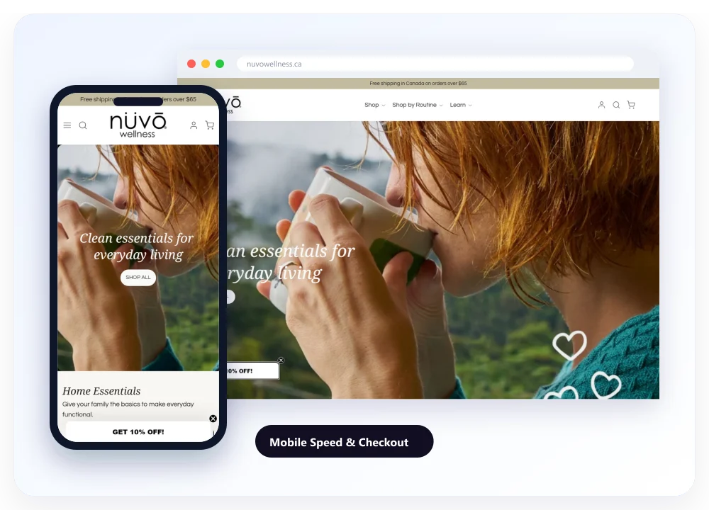 The homepage of nuvowellness.ca on desktop and on a phone