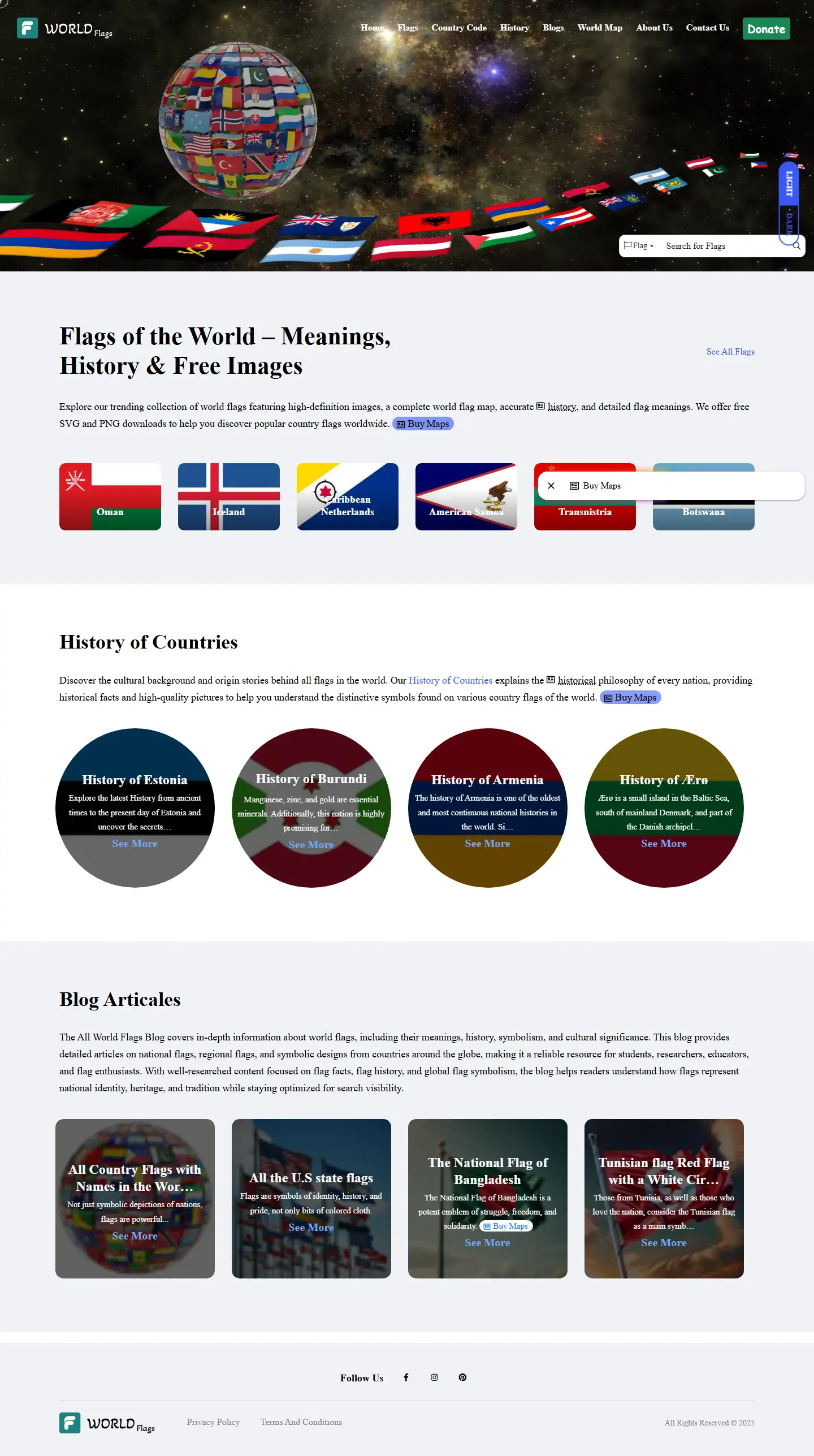 Full page of allworldflags.com on desktop